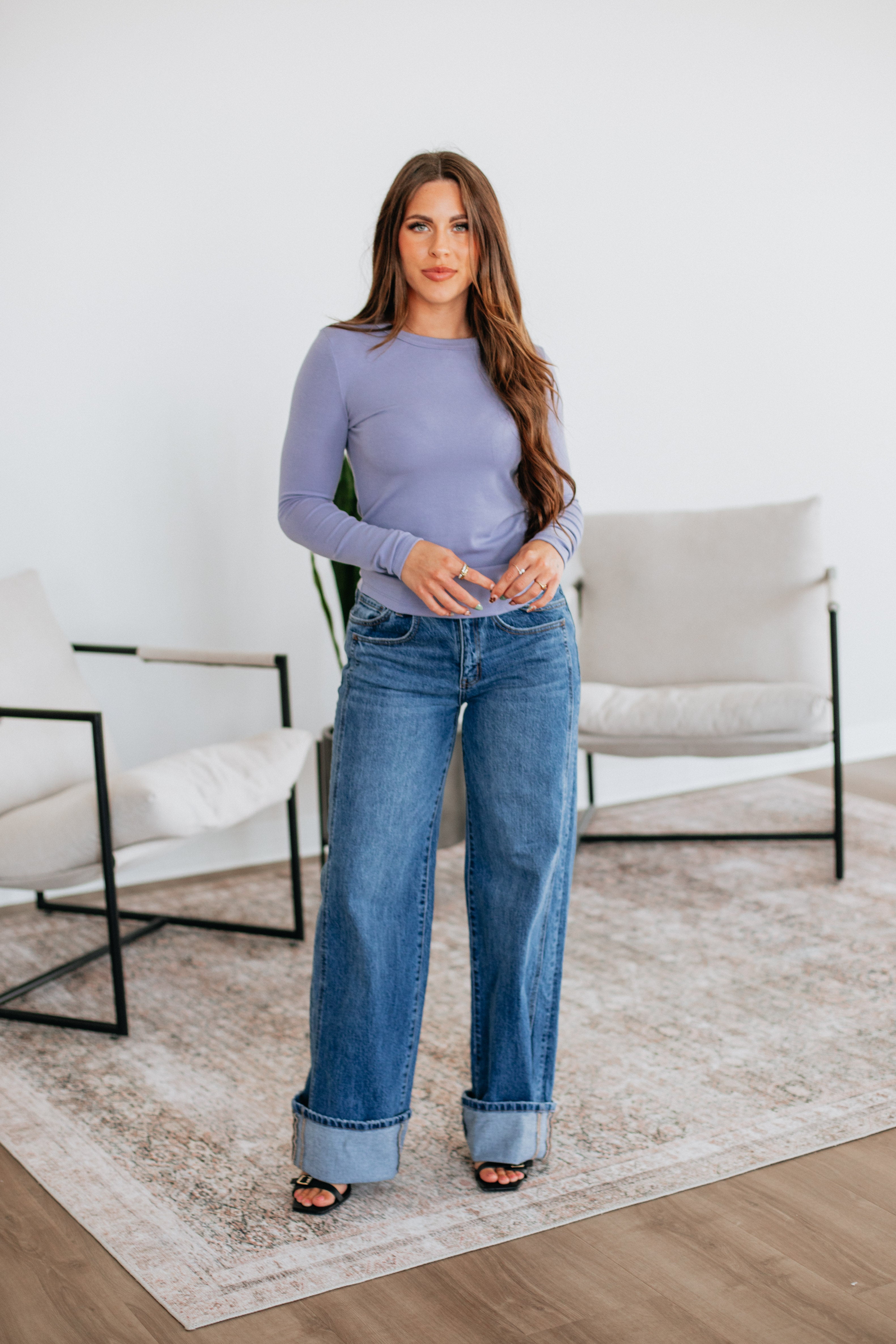 Penny Long Sleeve Top - Periwinkle