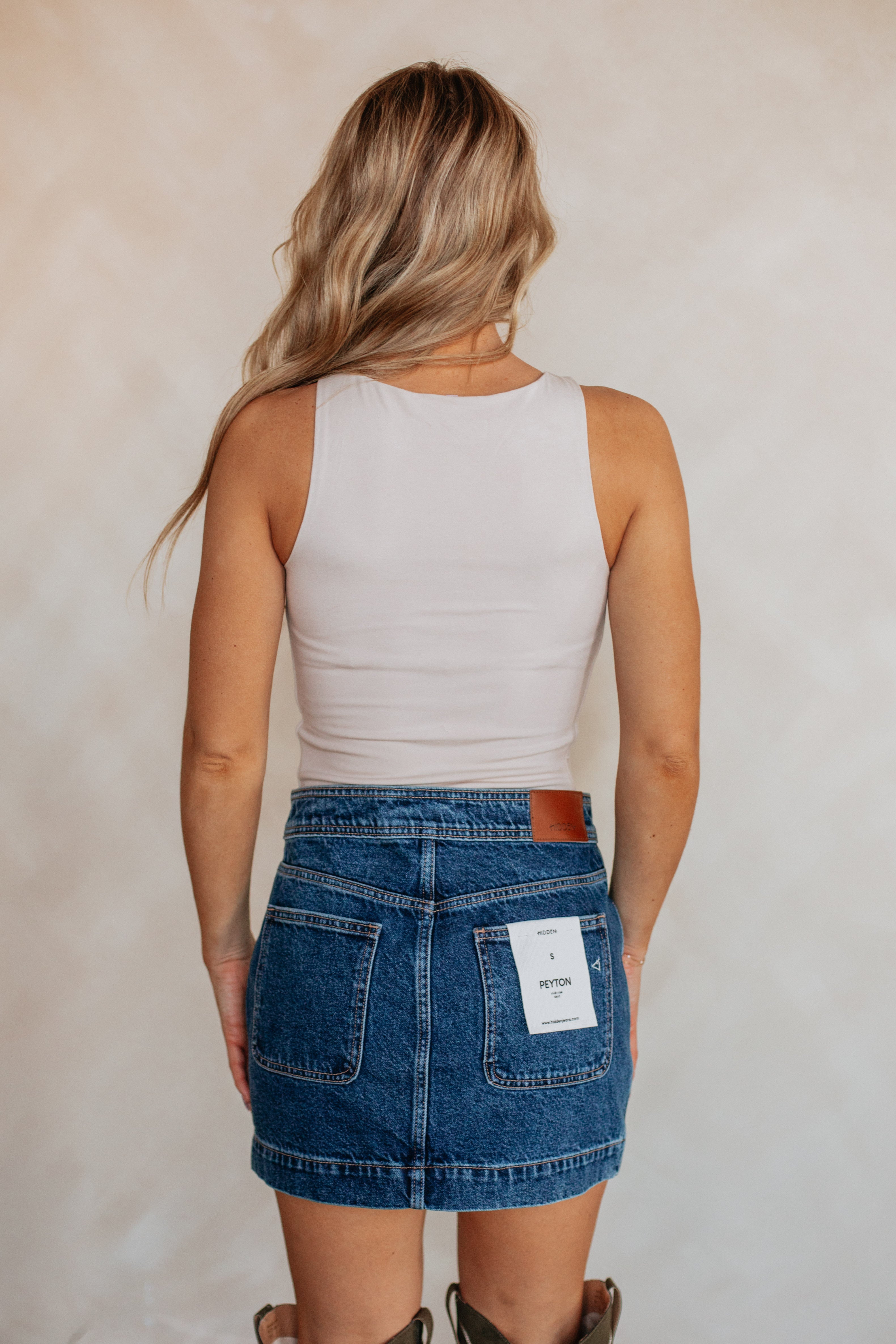 Peyton Hidden Denim Skirt - Dark Wash