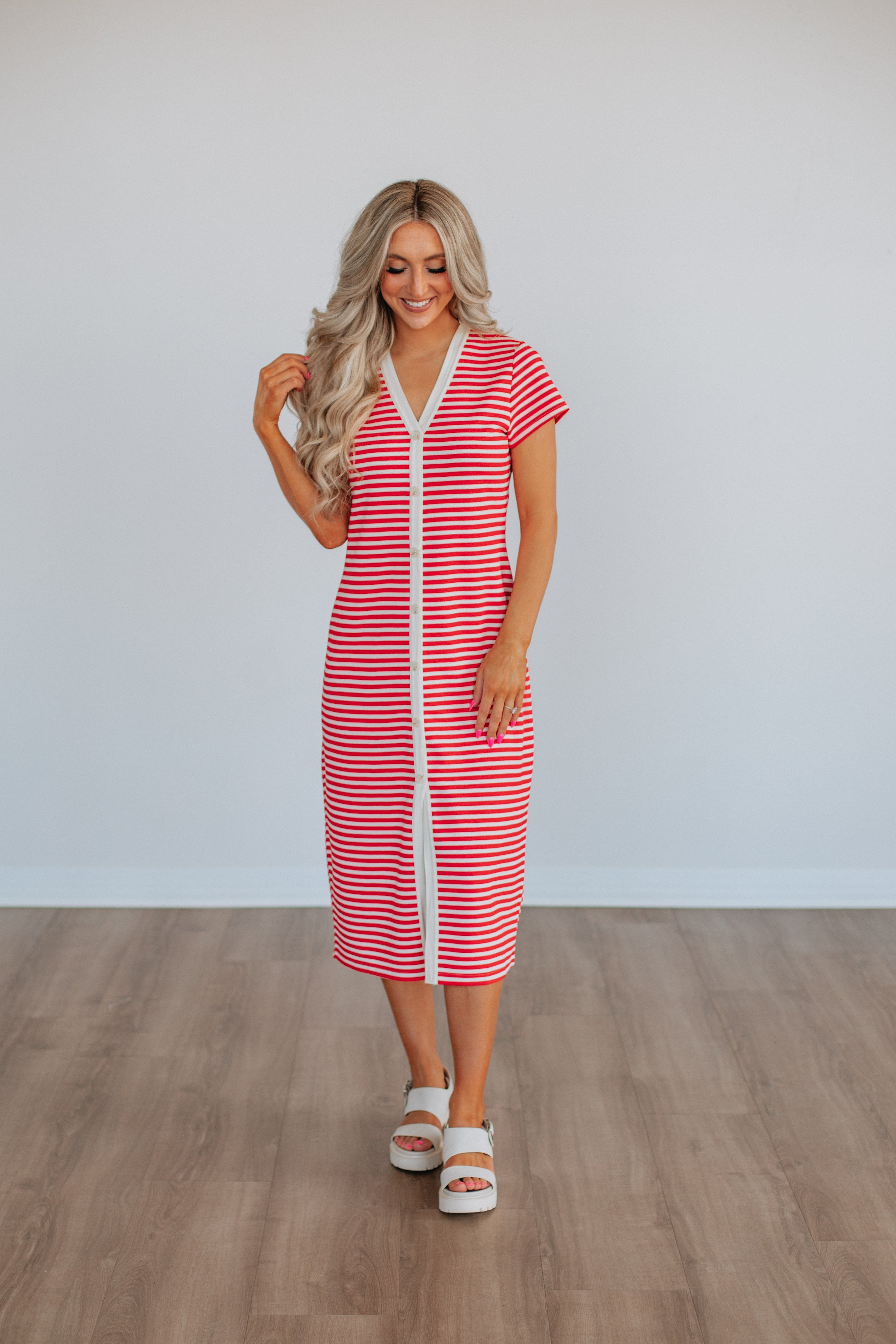 Paylor Striped Dress - Cherry