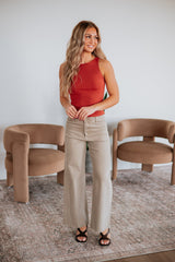 Linsley Wide Leg Pants - Khaki