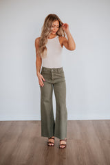 Linsley Wide Leg Pants - Olive