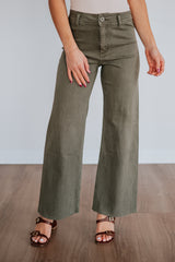 Linsley Wide Leg Pants - Olive