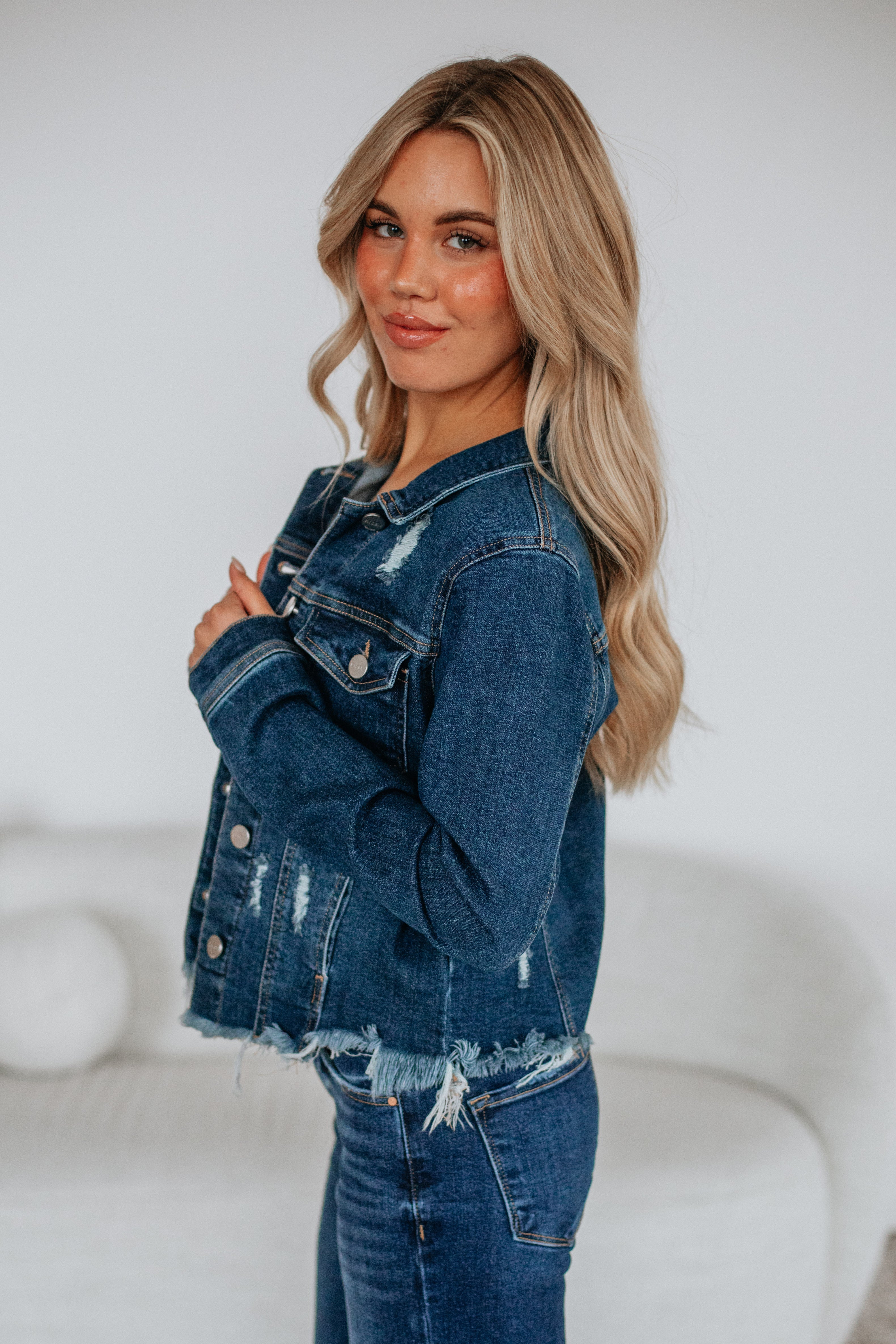 Gemma Risen Denim Jacket - Deep Blue