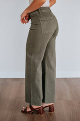 Linsley Wide Leg Pants - Olive
