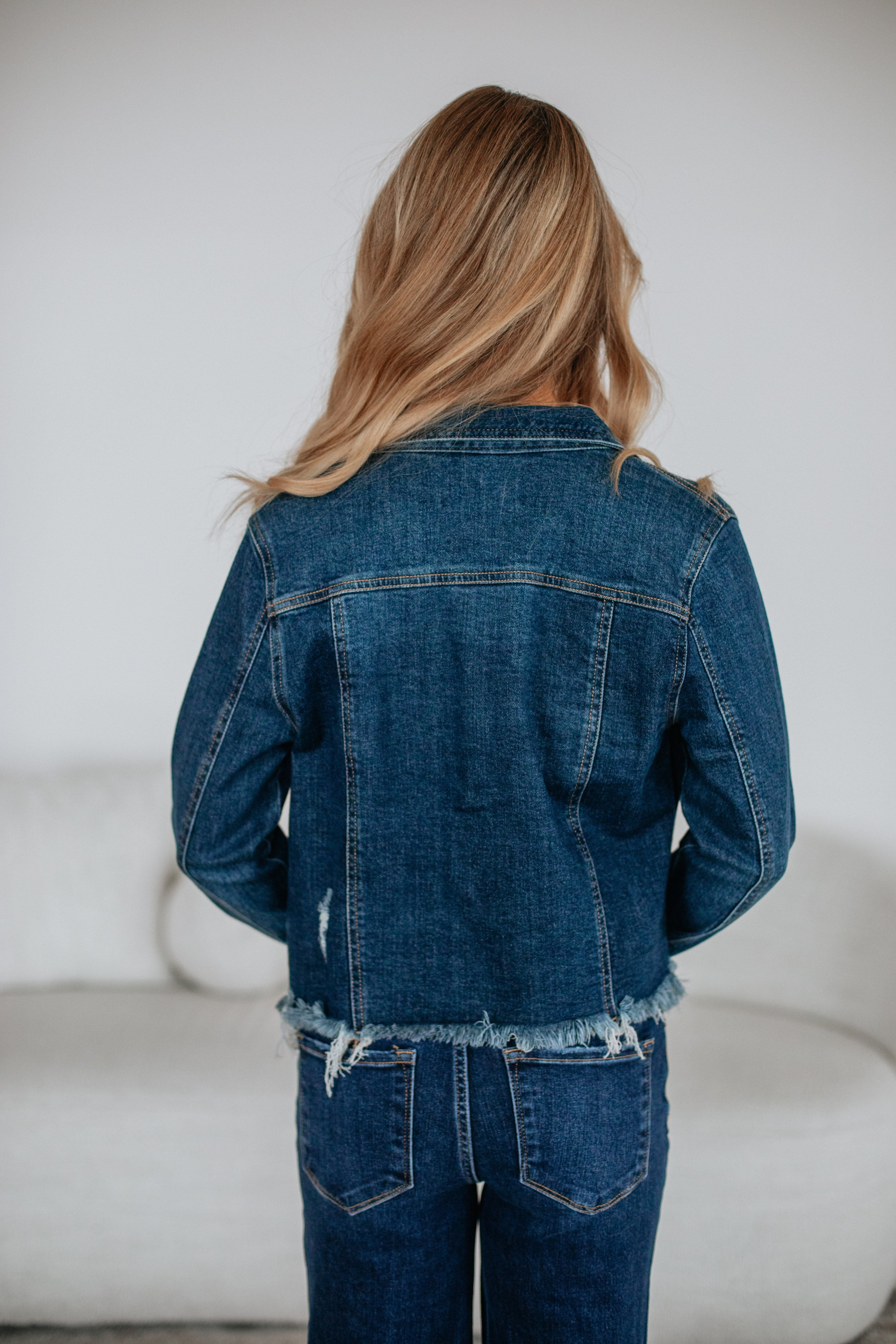 Gemma Risen Denim Jacket - Deep Blue