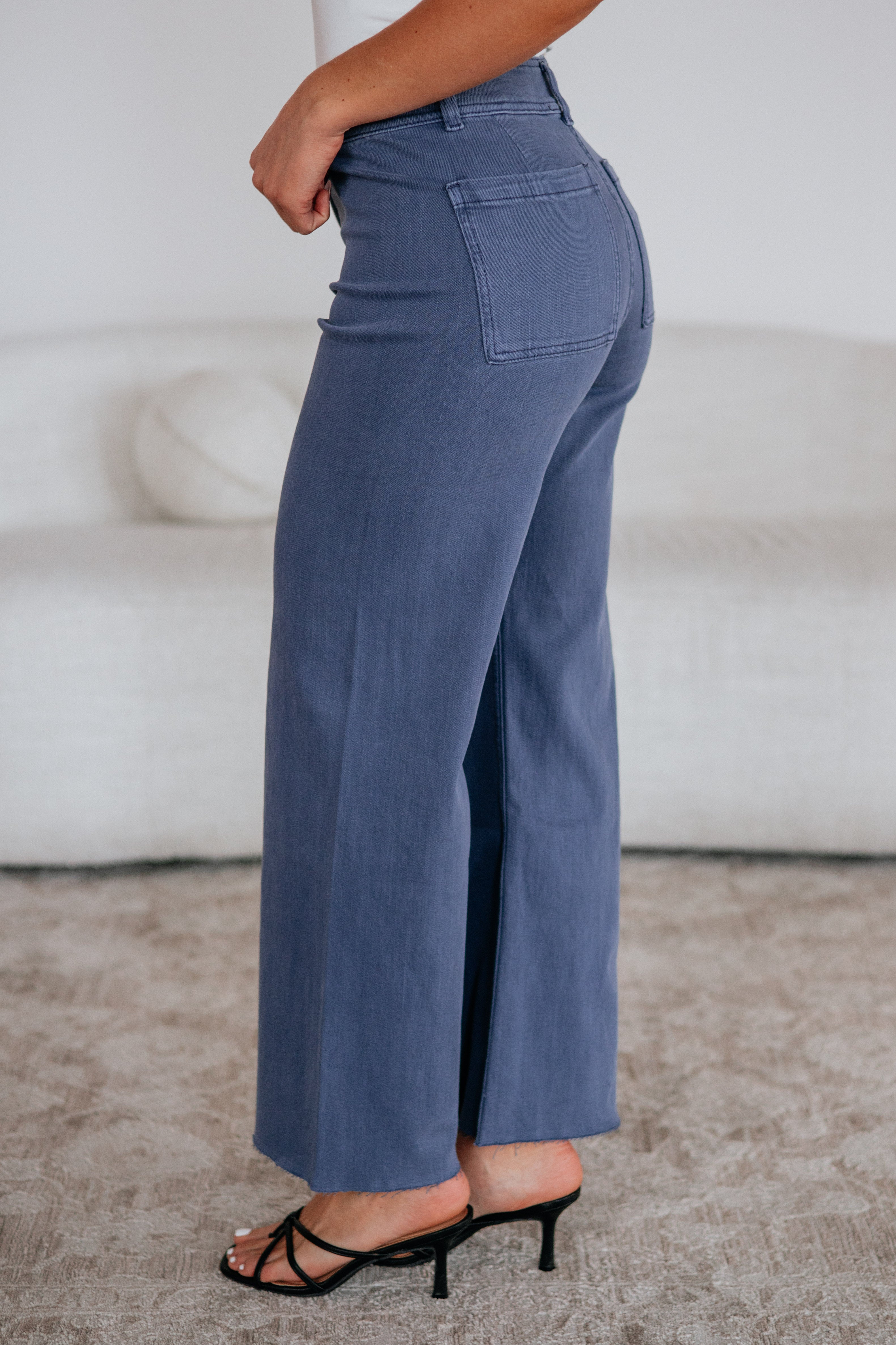 Linsley Wide Leg Pants - Slate Blue