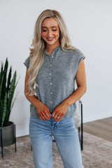 Camry Cardigan Top - Heather Grey