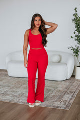 Zinia Ribbed Flare Leggings - Heatwave