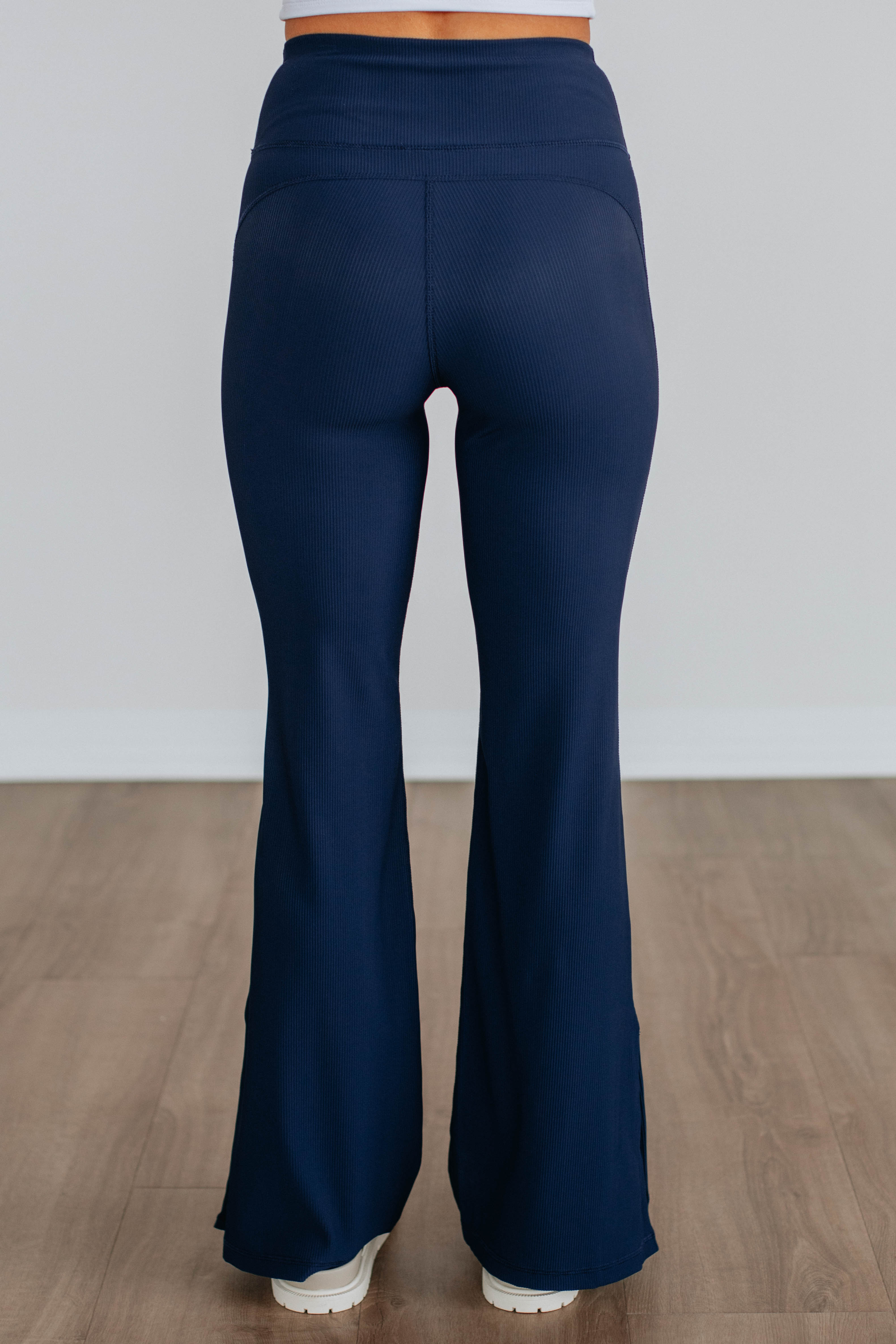 Zinia Ribbed Flare Leggings - Navy